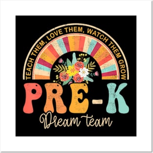 First Day Pre-K Team Teacher Kids 60s 70s Retro Posters and Art